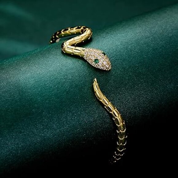 Neiman Marcus Adjustable  Snake Open Bangle Cuff Bracelet - Picture 1 of 6